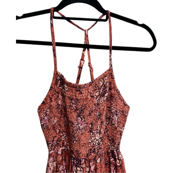 Maurices Terracotta Cami Strap Smocked Floral Hanky Ruffled Hem Tiered Sundress - Picture 3 of 11